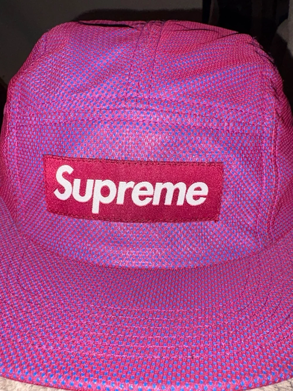 Supreme Pink and Blue Mesh Box Logo Camp Cap